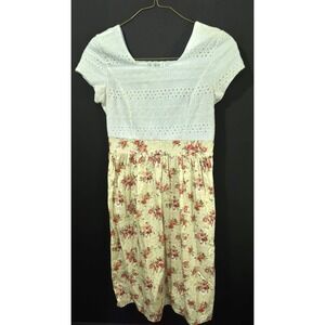 Mikarose Women's White Knit Floral Dress with Pockets Size Small